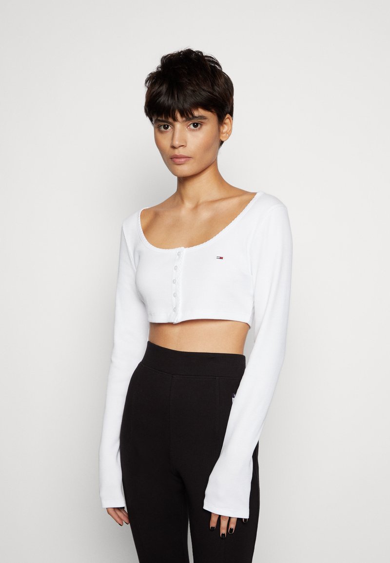 Tommy Jeans SUPER CROP BUTTON Long sleeved top white Zalando.co.uk