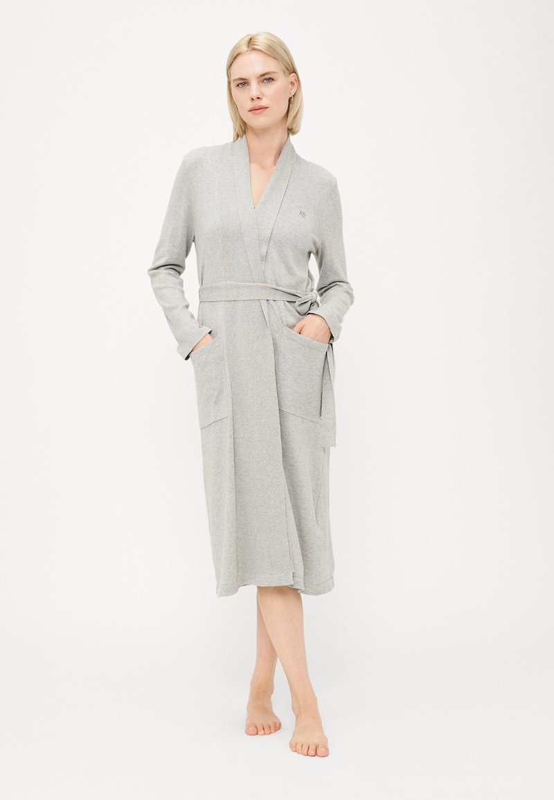 ralph lauren dressing gown grey Polo Ralph Lauren Pony-motif Dressing Gown | Grey