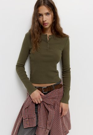 HENLEY - T-SHIRT - Top dugih rukava - khaki