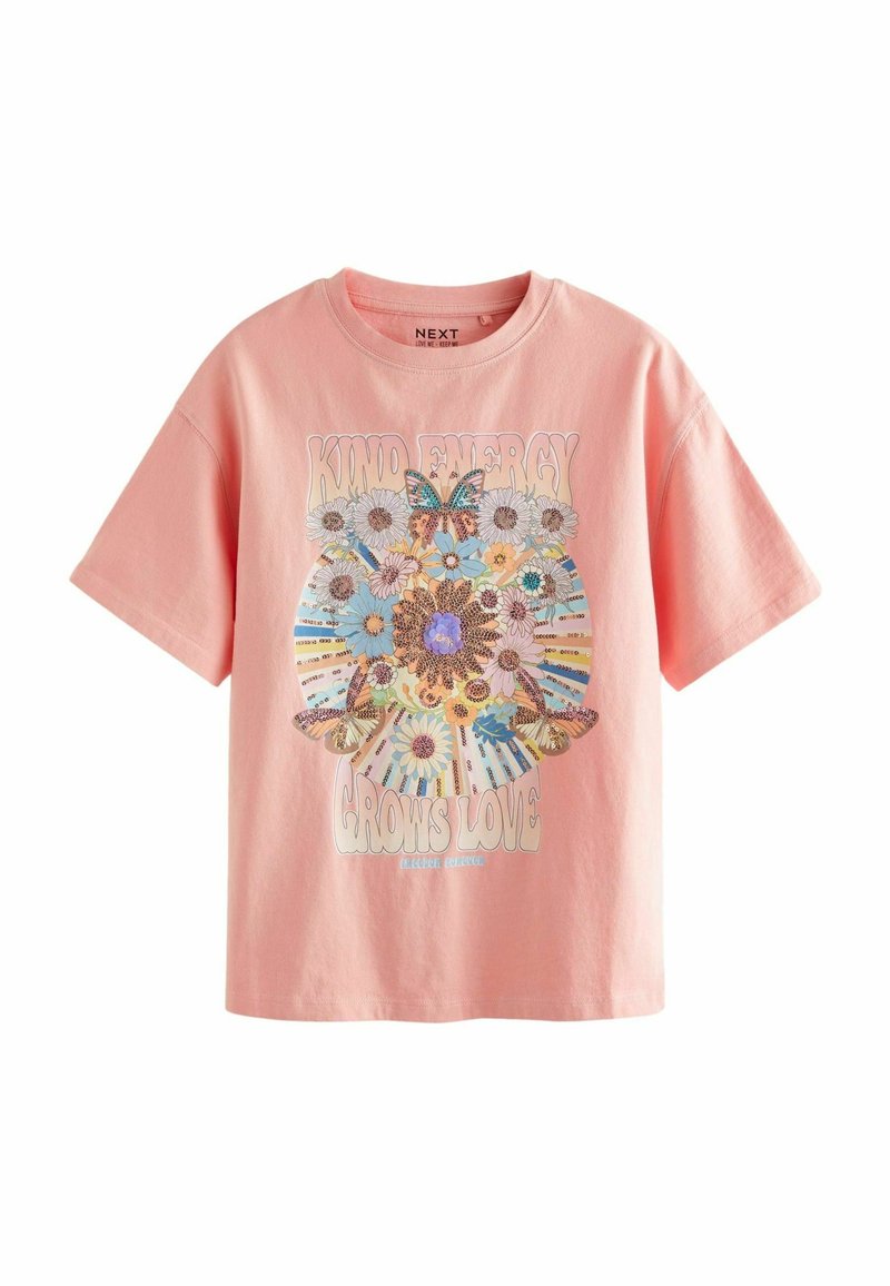 Next - SEQUIN GRAPHIC  - Tricou cu imprimeu - pink, Extindeți