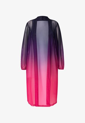 Läpinäkyvä kimono pitkillä hihoilla, joka muuttuu violetista alaosaan vaaleanpunaiseen. Kevyt kangas, joka laskeutuu sulavasti.