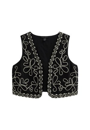 New Look FLORAL EMBROIDERED  - Waistcoat - black