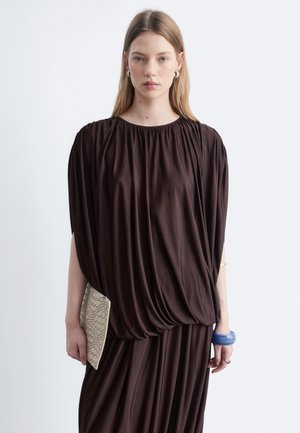 & OTHER STORIES, & OTHER STORIES DRAPED JERSEY TOP - Blouse - dark brown