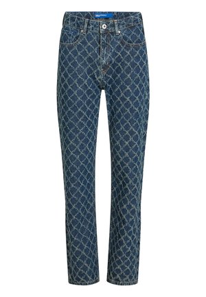 Karl Lagerfeld Jeans, HIGH-RISE STRAIGHT ARGYLE PRINT - Straight leg jeans - destr argyle