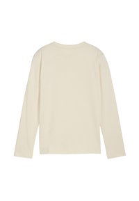 Camicia a maniche lunghe di colore crema, mostrata dal retro, con scollatura rotonda e senza motivi o loghi visibili.