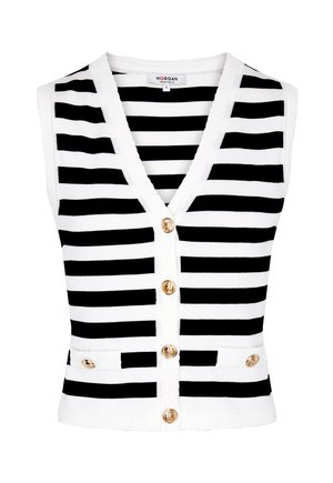 Morgan, MORGAN MORGAN STRIPED SLEEVELESS CARDIGAN - Weste - blanc