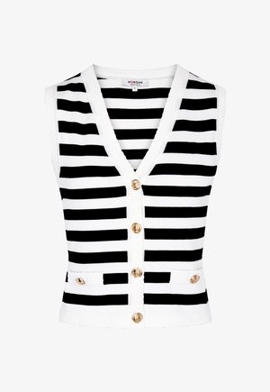 Morgan, MORGAN MORGAN STRIPED SLEEVELESS CARDIGAN - Bodywarmer - blanc