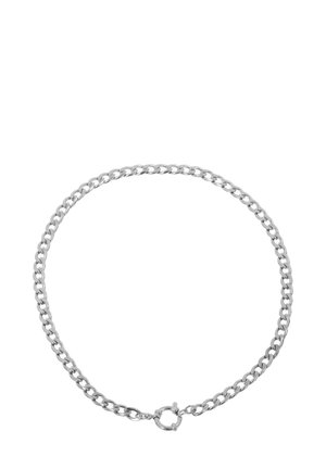 Collana in argento con maglie intrecciate, chiusura a gancio rotonda e finitura liscia e lucida.
