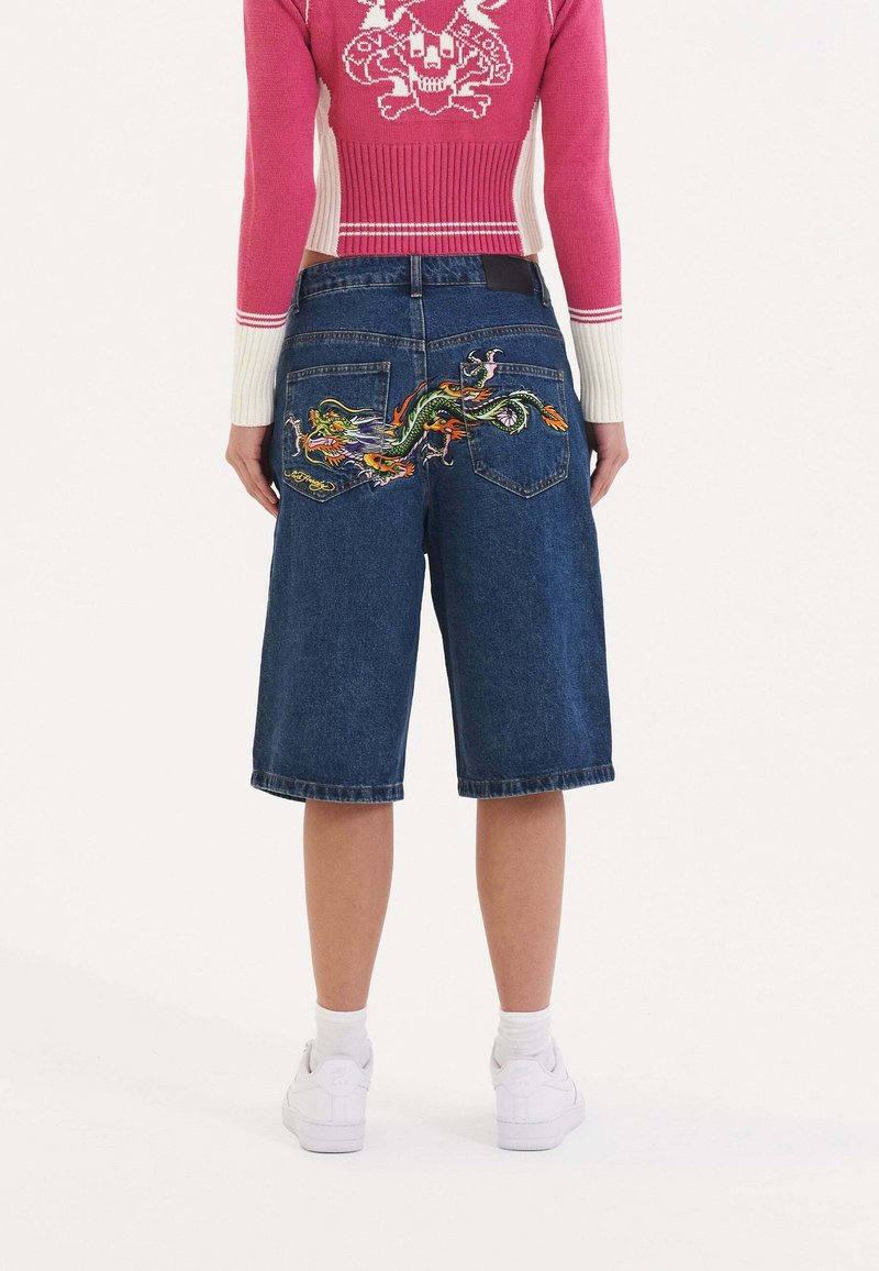 Ed Hardy - DRAGON CRAWL RELAXED - Jeans Shorts - indigo, Vergrößern