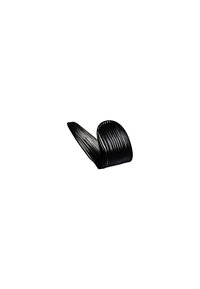 Objet noir, flexible, en forme de ressort avec des extrémités courbées et des stries parallèles, fabriqué à partir d'un matériau lisse.