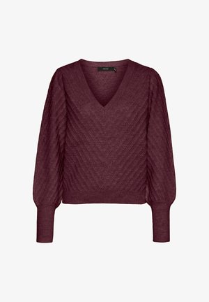Vero Moda, STRICKPULLOVER VMSTINNA LS V-NECK STITCH BLOUSE GA EXC - Pullover - winetasting
