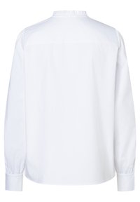 Witte langekleurige shirt van katoen, met een geplooide halslijn en knoopmanchetten, met een soepele textuur en een eenvoudige snit.