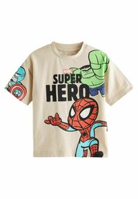 Next - MARVEL SUPERHERO SHORT SLEEVE REGULAR FIT - T-shirt con stampa - ecru Immagine in miniatura 1