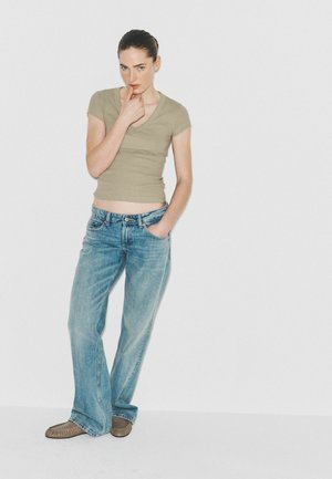 THE SET, REGULAR FIT - 5 PACK V-NECK CAP SLEEVE TOPS - Basic T-shirt - khaki cream pink grey marl