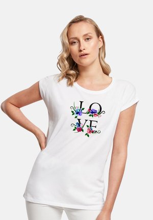 CLASSIC ROLL UP D-LOVE - Print T-shirt - white