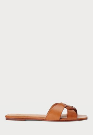 Polo Ralph Lauren LEATHER O-RING SANDAL - Sandalias planas - brown