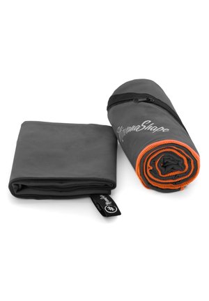 Strandtuch - grau   orange rand