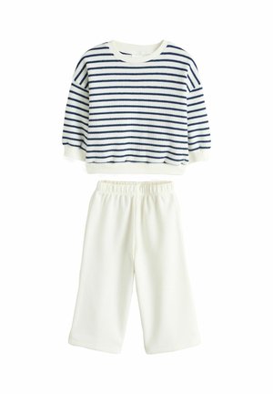 LONG SLEEVE AND WIDE LEG SET - Tracksuit - ecru navy stripe