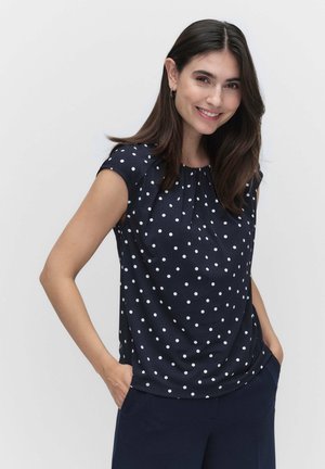 ANAIS FLOWER PRINTED BLOUSE - T-Shirt print - navy dot print