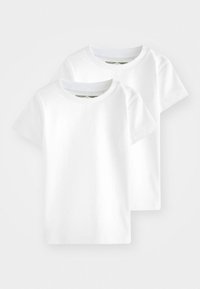 Weiße Baumwoll-T-Shirts im Doppelpack, mit kurzen Ärmeln, Rundhalsausschnitten und einem schlichten Design ohne Muster oder sichtbare Logos.