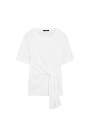Massimo Dutti, SHORT SLEEVE T-SHIRT WITH TIE DETAIL - T-shirt con stampa - white denim