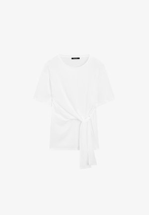 Massimo Dutti, SHORT SLEEVE T-SHIRT WITH TIE DETAIL - T-shirt con stampa - white denim