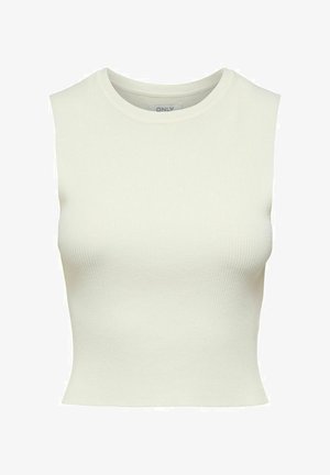 Bezrūmju ribota piedurkne off-white krāsā. Iezīmē klasisku apaļu kakla izgriezumu un pieguļošu siluetu, izgatavota no elastīga, viegla auduma.