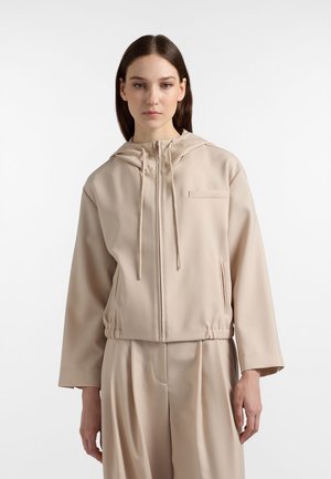 CON CAPPUCCIO E ZIP DAVANTI - Športna jopa s kapuco na zadrgo - beige