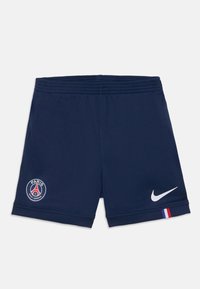 Nautične atletske kratke hlače iz lahkotnega materiala, z belim Nike logotipom, emblemom Pariza ter rdečimi, belimi in modrimi detajli na robu.