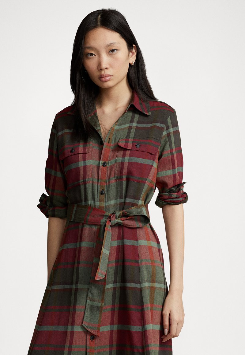 Polo Ralph Lauren LONG SLEEVE DAY DRESS - Košilové šaty - red multi ...