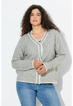 KONTRASTNAHT V-AUSSCHNITT LANGARM - Strickjacke - pale mottled grey
