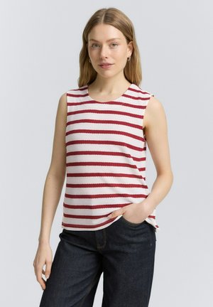 MIT RUNDHALSAUSSCHNITT - Top - offwhite deep red stripe
