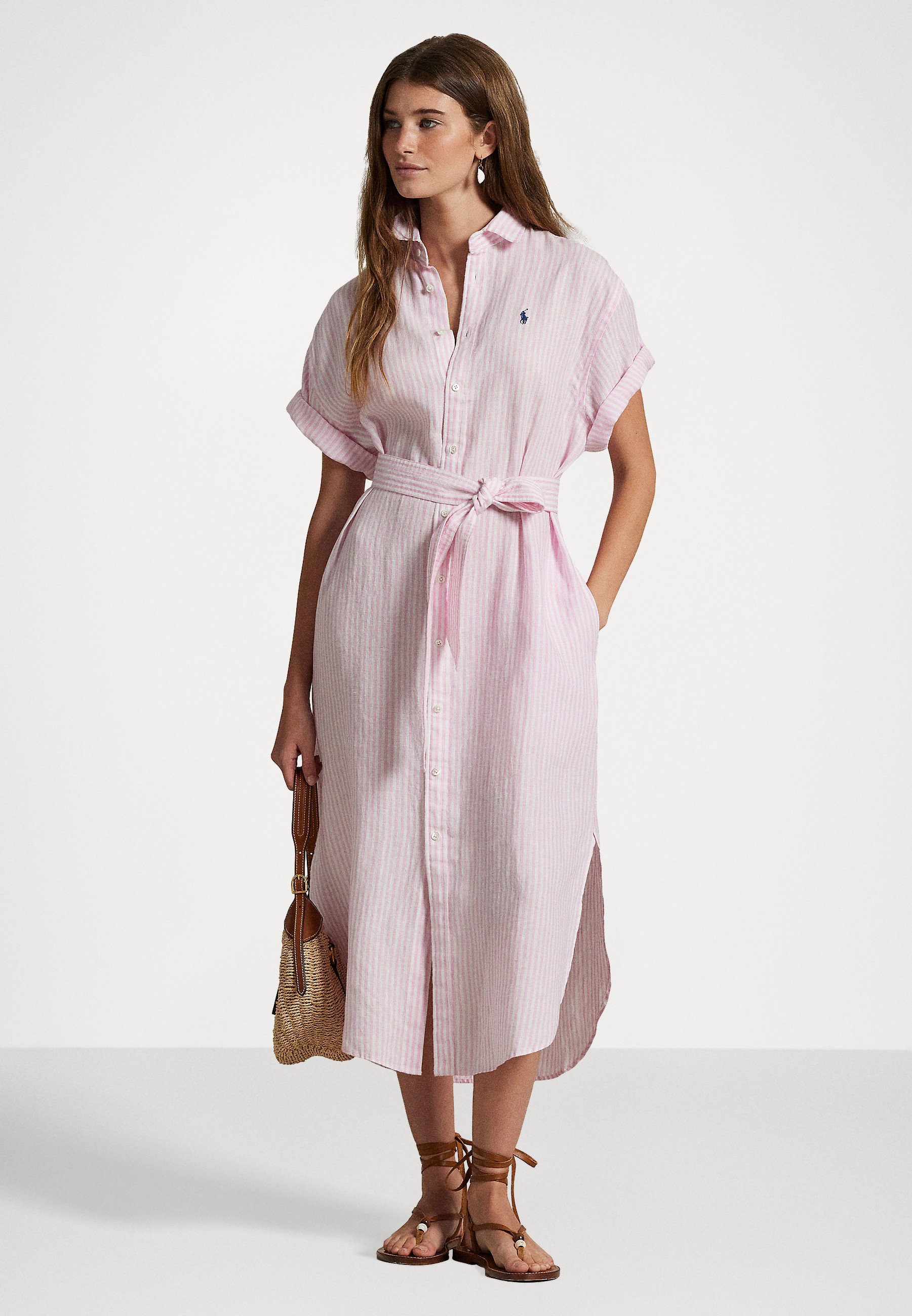Polo Ralph Lauren STRIPED LINEN SHORT SLEEVE SHIRTDRESS
