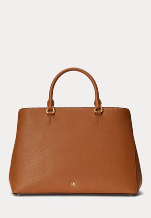 Lauren Ralph Lauren CROSSHATCH LEATHER LARGE HANNA SATCHEL - Handbag - brown