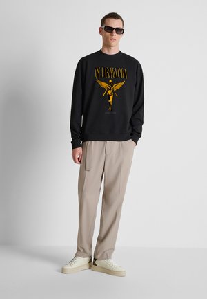 Antony Morato, SWEATSHIRT RELAXED FIT  WITH FLOCK PRINT LICENSE NIRVANA - Felpa - black