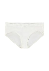 Witte katoenen slip met een zachte, gladde textuur. Voorzien van een sterpatroon in de elastische tailleband en een medium hoge pasvorm.