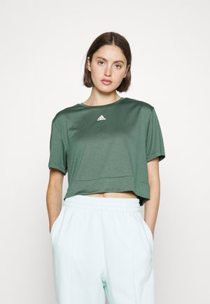 CROP - Camiseta básica - green oxide/white
