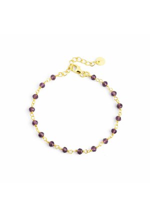 SINGULARU - Bracciale Amuleto Acquamarina. Acciaio con finitura placcata oro 18kt. Pietre naturali blu. Lunghezza 17 cm + 3 cm. Gioielli da donna