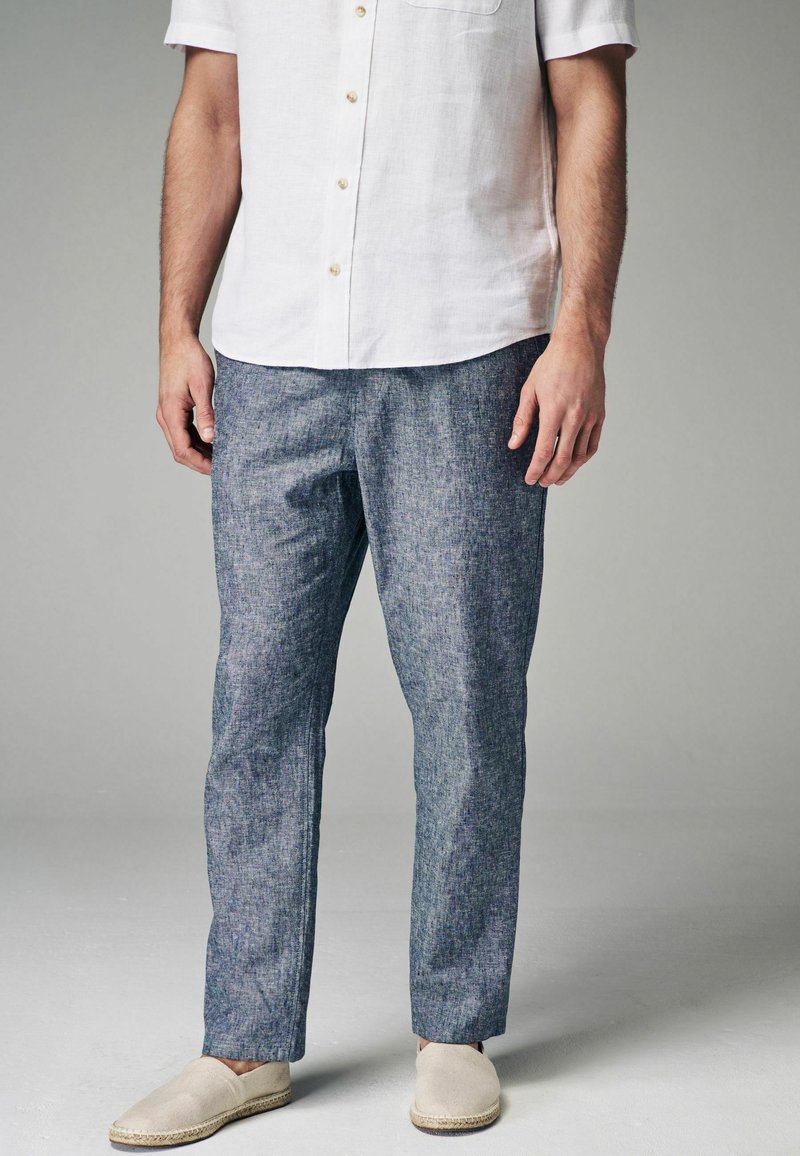 Next REGULAR FIT LINEN STRAIGHT LEG DRAWSTRING - Chino - chambray blue