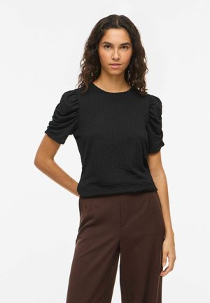 MIT KURZEN ÄRMELN VITAMINE RUNDHALS - Blouse - black