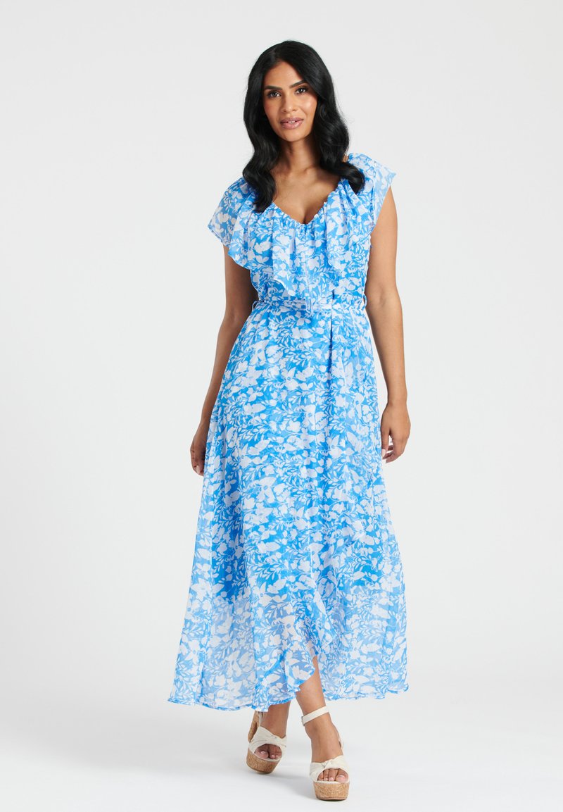 flowy dresses for women Blue Strapless Flowy Maxi Dress Aqua / 10