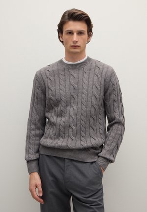 PIOMBO CREW NECK REGULAR FIT WITH CABLE - Trui - grey marl