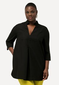 Ulla Popken LONGLINE 3/4 SLEEVE COLLARED - Camicetta - black
