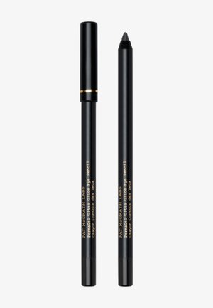 Black eye pencil with a pointed tip and a removable cap. Features gold text on the body; both ends are smooth with no additional accents.