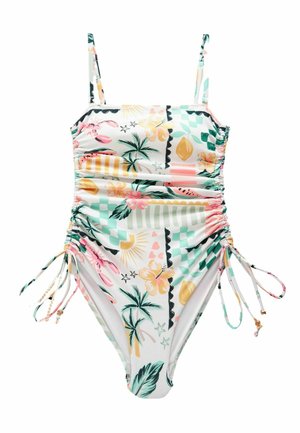 RUCHED LEG TUMMY CONTROL - Maillot de bain - ecru fruit print
