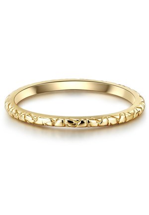 Kollane kuldrõng, millel on tekstureeritud pind, keerdkujuline disain ja sile, poleeritud sisekäe. Elegantne ja sale kuju.