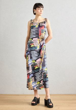 MIDI SLIP DRESS WITH TIED STRAPS AND DRAPED WAIST - Dienas kleita - multicolor