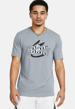 Under Armour SHORT-SLEEVE GRAPH CURRY CHAMP MINDSET  - T-shirt print - steel light heather