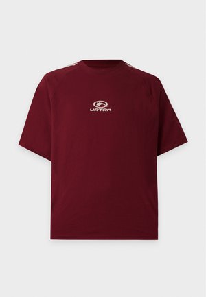 YOURTURN, UNISEX TAPE SHOULDER REGULAR FIT - T-shirt imprimé - dark red/off white