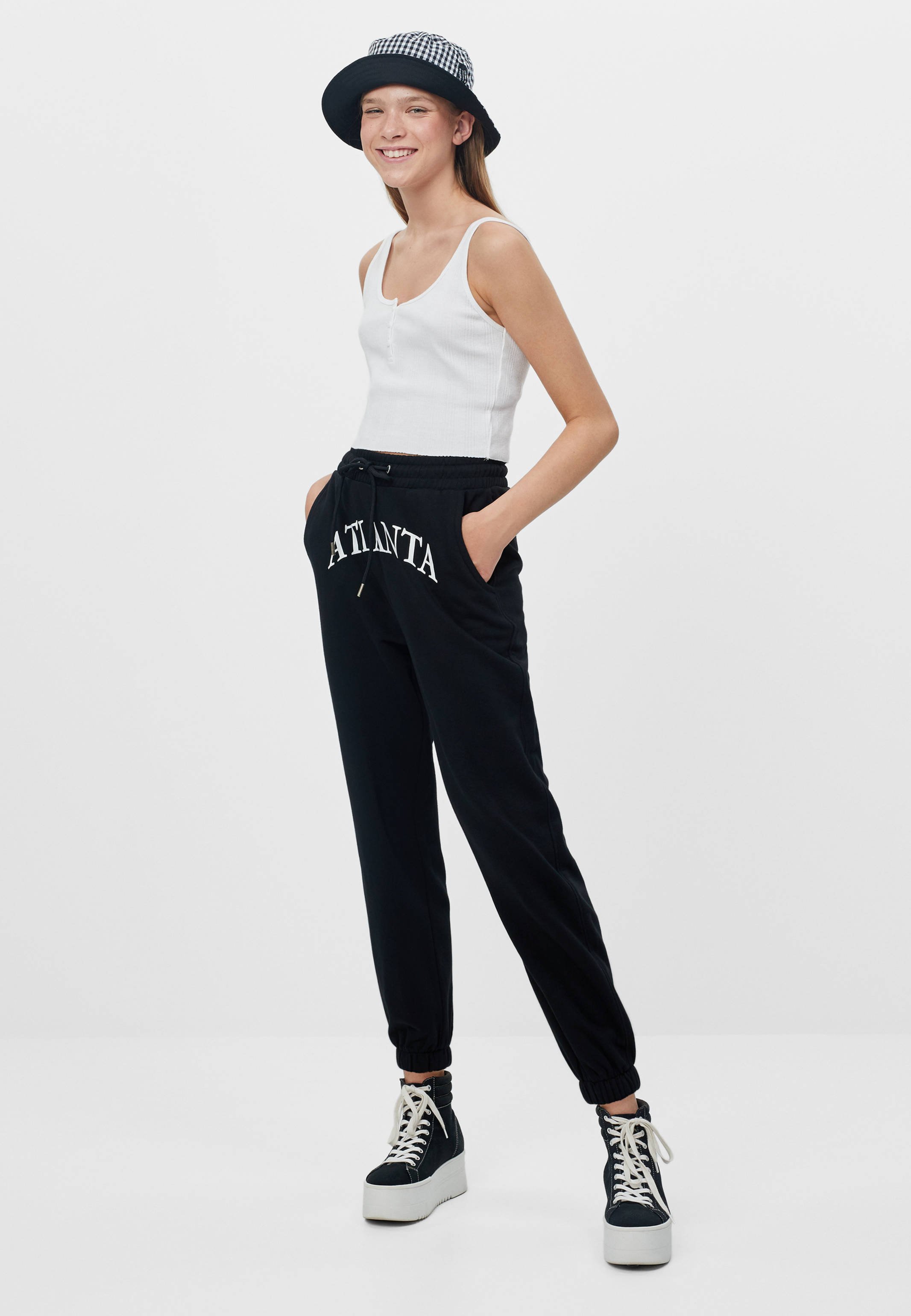 Bershka Pantaloni sportivi - black/nero - Zalando.it